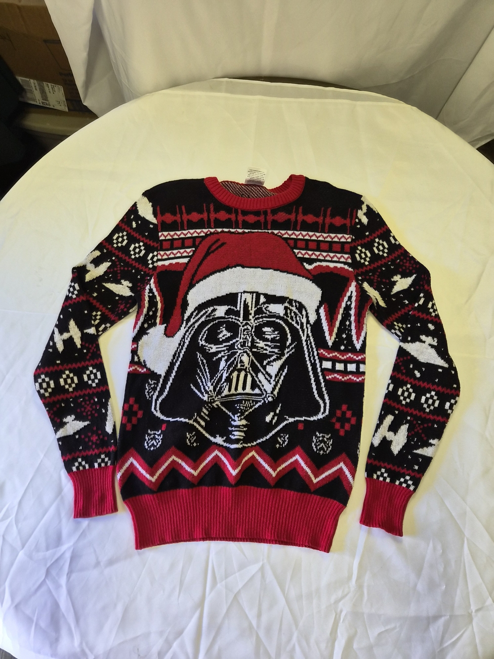 Star Wars Men’s Black, Red & White Darth Vader Holiday Crewneck Sweater